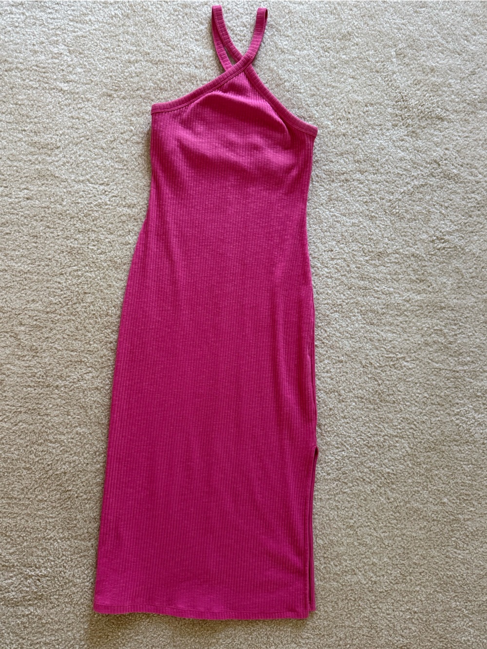 Old Navy halterRibbed Midi Dress in dark rose Pink